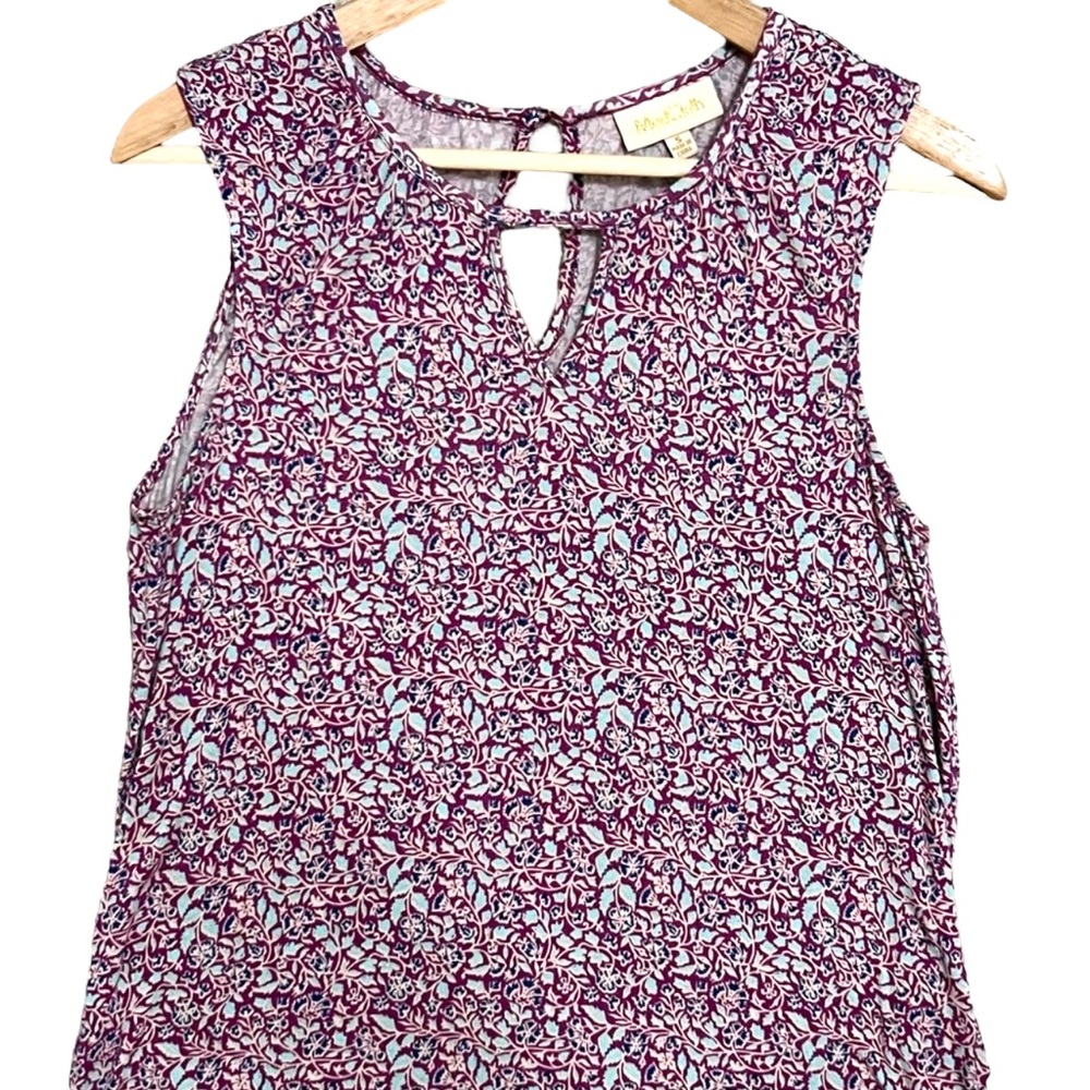 Modcloth Sleeveless Knit Top With Keyhole Accent Purple and Blue Size Small - Picture 3 of 7